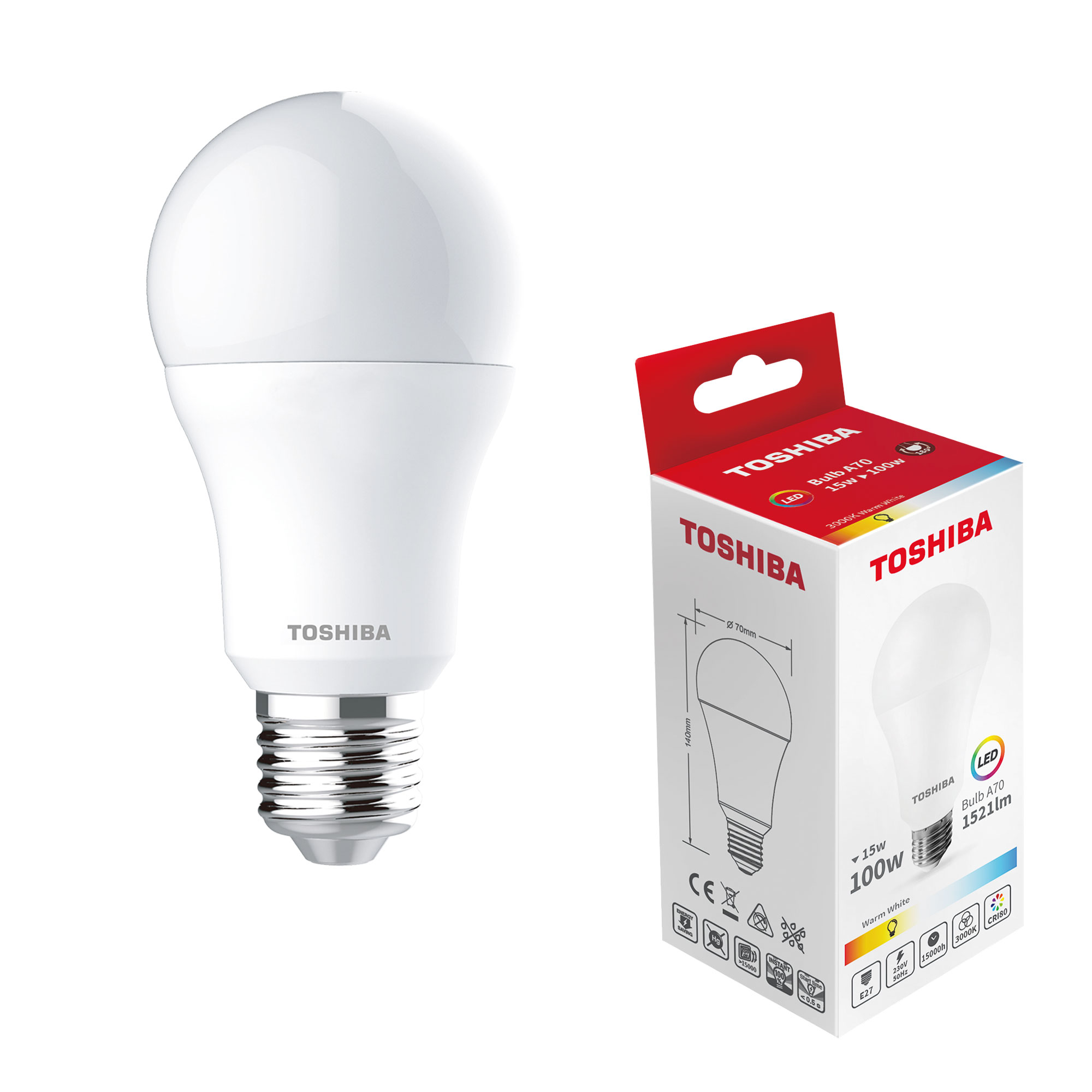UN18211 LED E-27 15W A70 3000K TOSHIBA