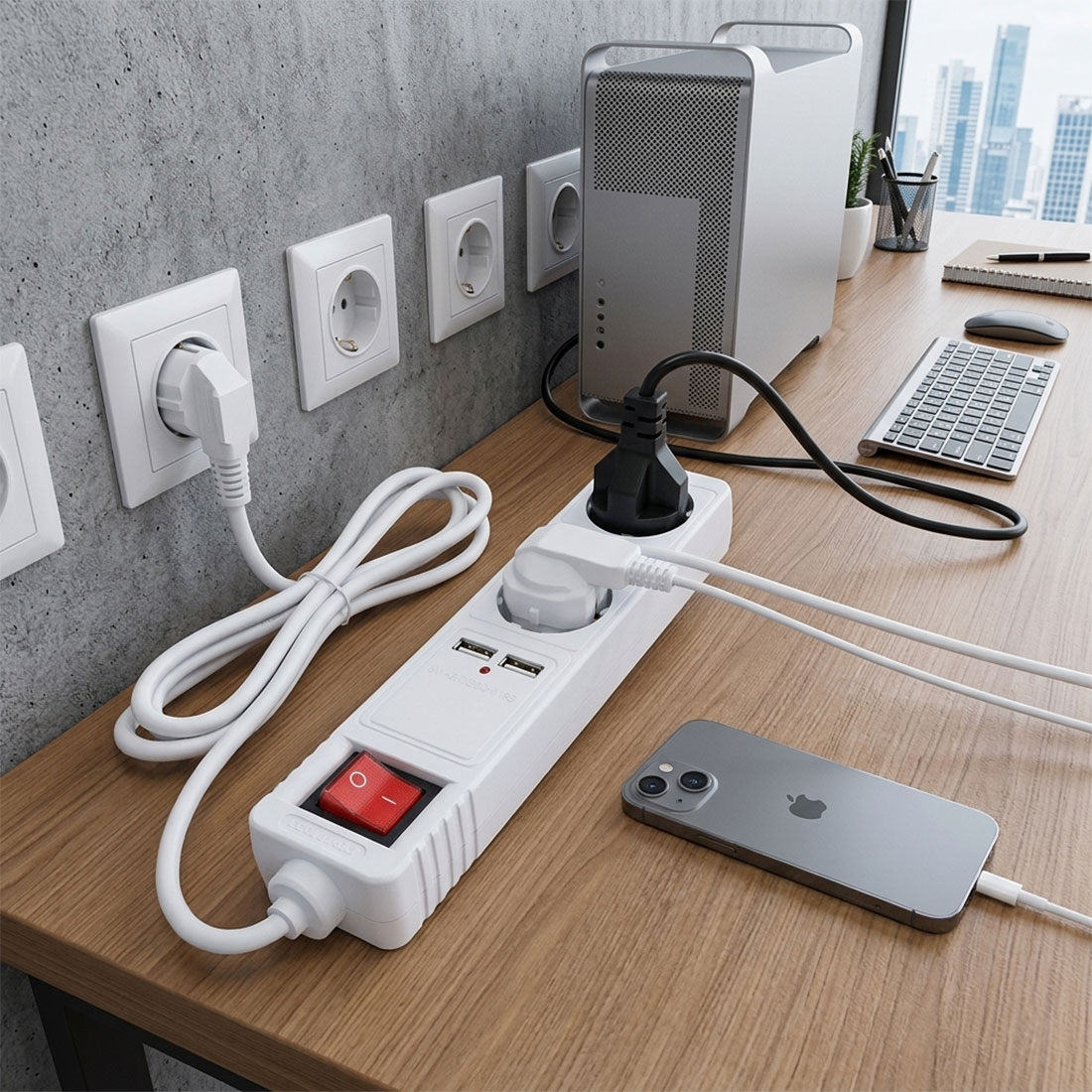 UN18068 PP315P 2USB 5V 2.1A produžna priključnica 3/1,5