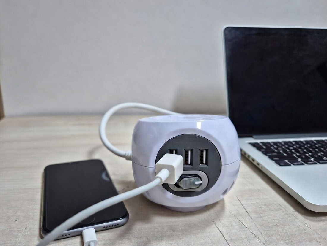 UN17341 PP3/1,5/3USB punjač priključnica Mini Cube 3/3USB 1,5met