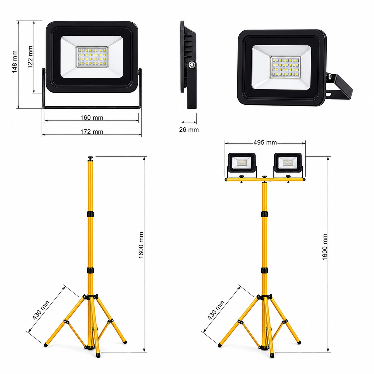 UN17806 Reflektor na Stalku 2x30W 6000K