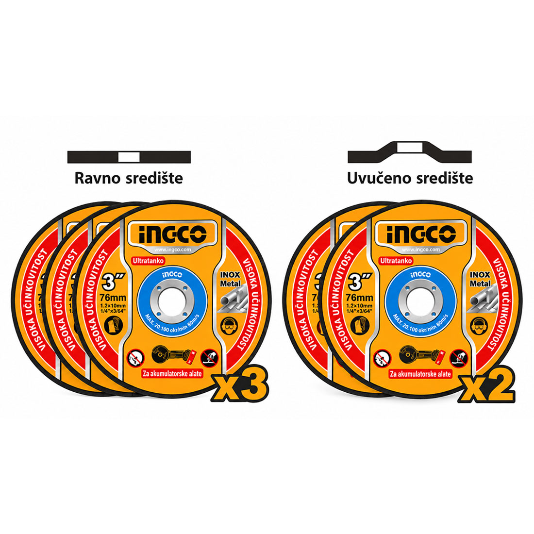 UN18064 Rezne i brusne ploče za metal 76x1.2 5kom set MCD303768
