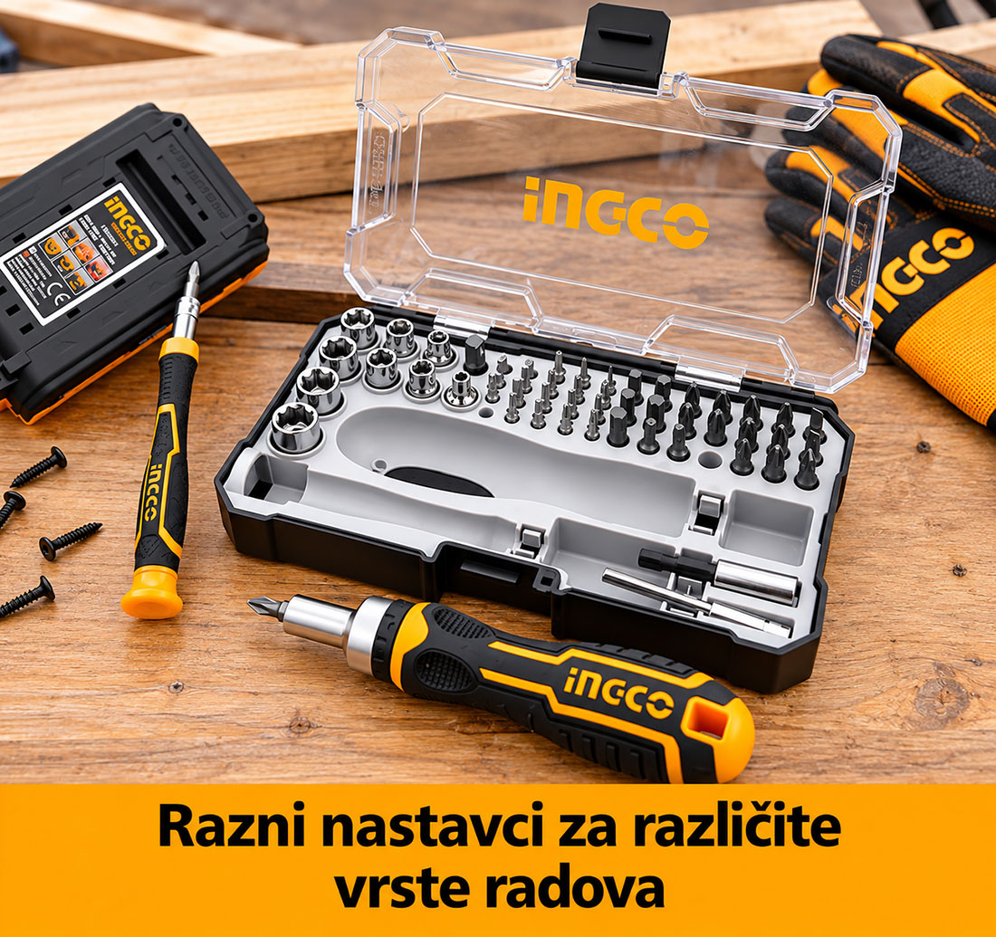 UN17588 Odvijač set drška sa prihvatom i  54 bita - HKSDB0558 INGCO