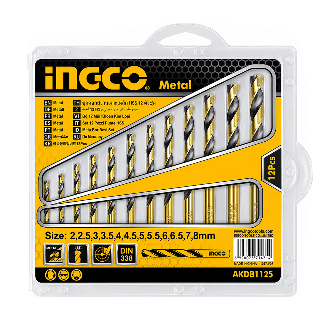 UN17530 Svrdlo HSS twist 12kom set - AKDB1125 INGCO DIN 338