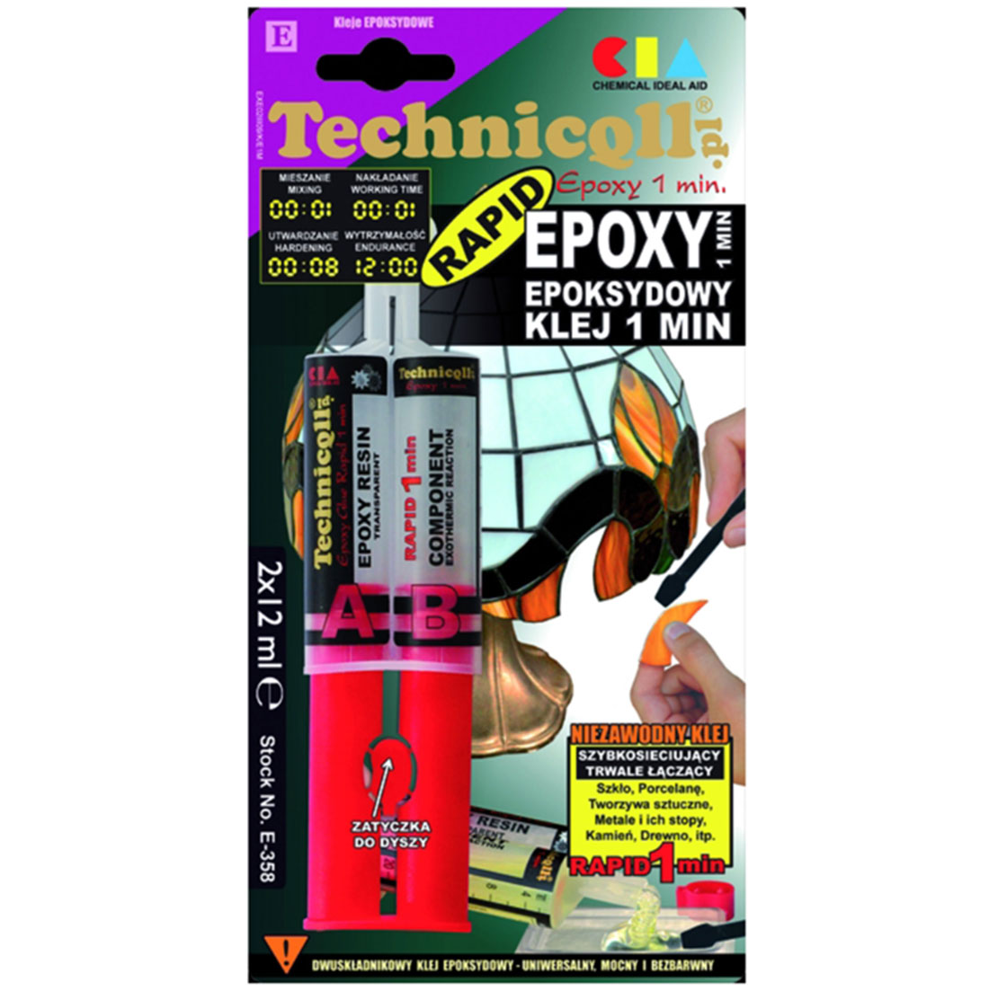 UN16301 Technicqll E-358 Ljepilo Epok Bezbojno E-358 2x12ml
