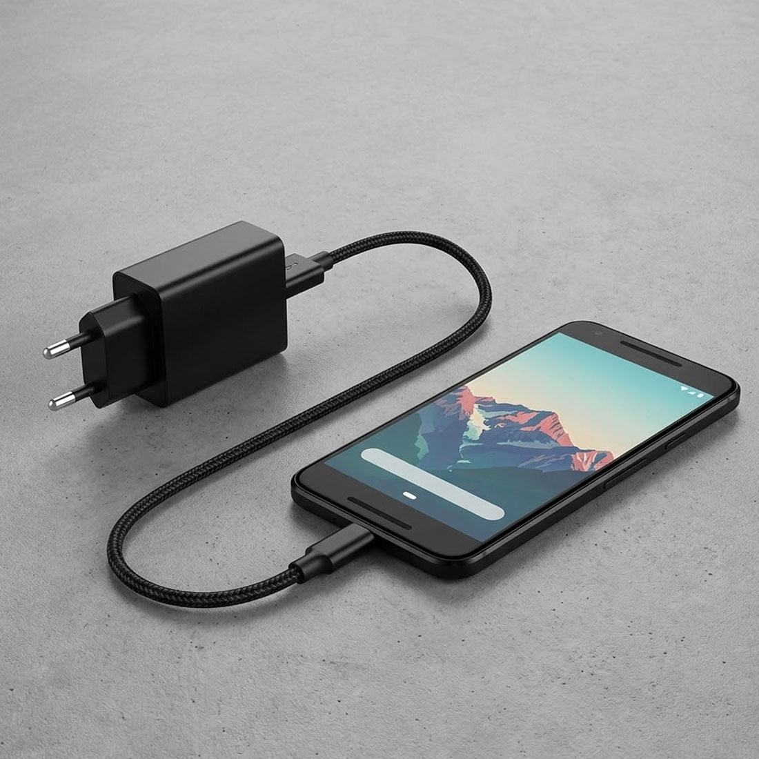 MXTC-01 black USB punjač 230V / 5V, 2.1A crni sa micro USB kabelom
